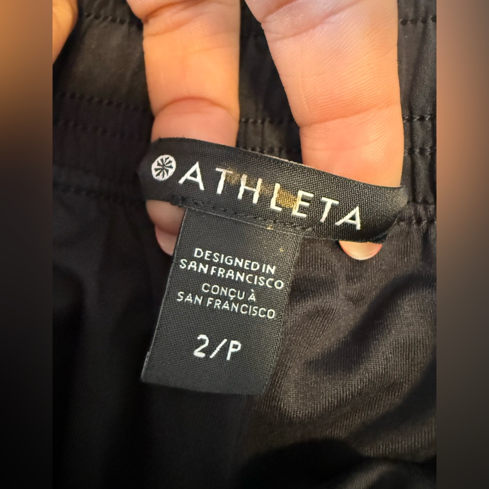 Athleta Black women's Joggers with Ribbed Side Panels Size 2P - Picture 2 of 13